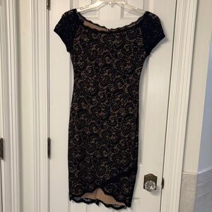 Bisou Bisou Black Lace Midi Dress